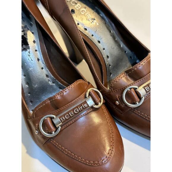 BCBGirls Women's Brown Patent Leather Oxford Heels Size 7 Y2K - Picture 9 of 11